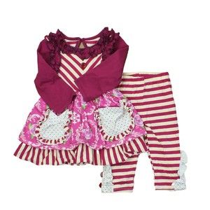Unknown Brand Girls White | Maroon | Pink Apparel Sets size: 3-6 Months